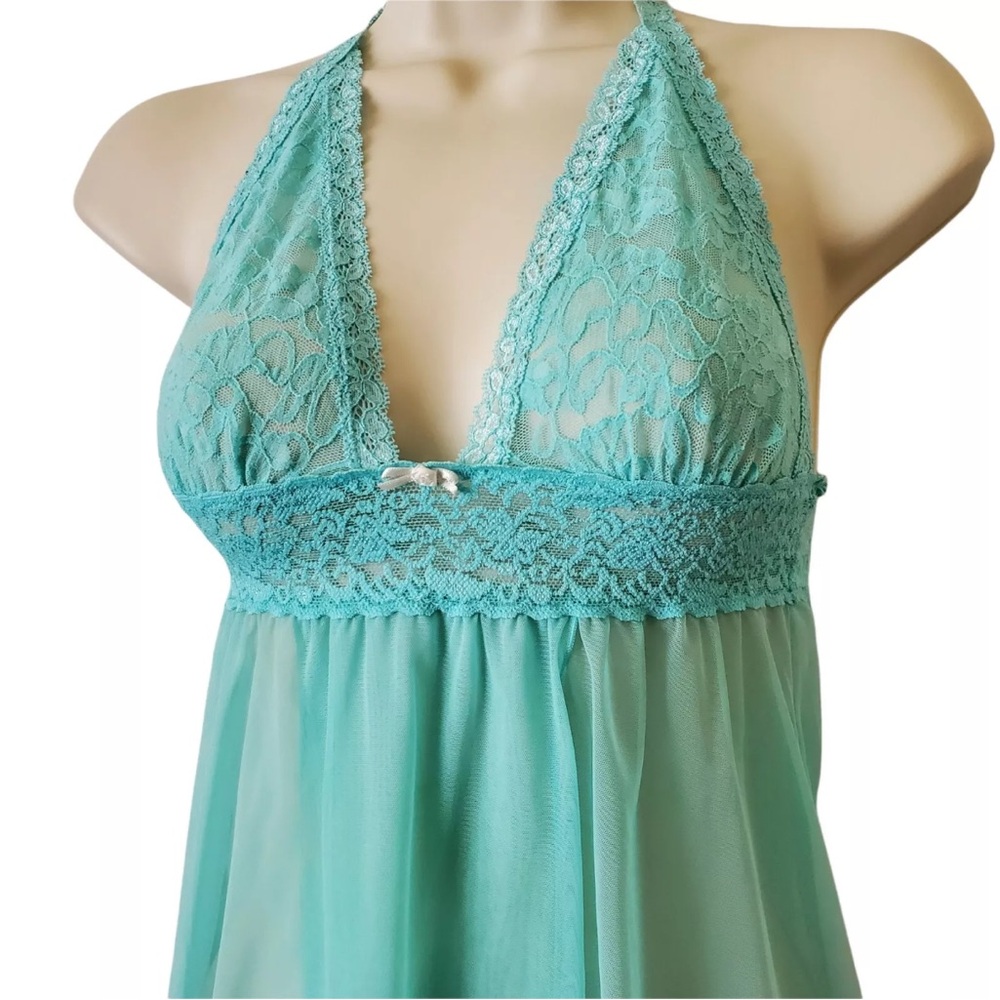 Victoria’s Secret “the Lacie”Elegant Lace Halter Babydoll Chemise Size Small EUC - Picture 2 of 14